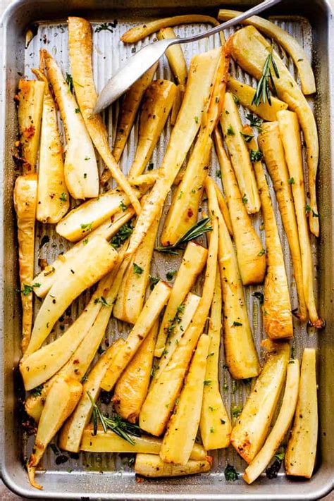 easy-garlic-butter-roasted-parsnips image