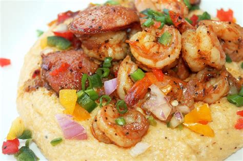 creole-shrimp-and-cheese-grits-with-andouille-sausage image