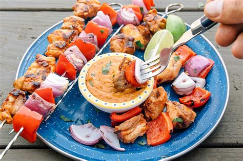 grilled-thai-chicken-skewers-with-peanut-sauce image