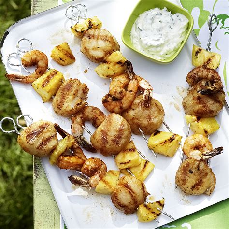 shrimp-scallop-pineapple-skewers-with-cilantro-aioli image