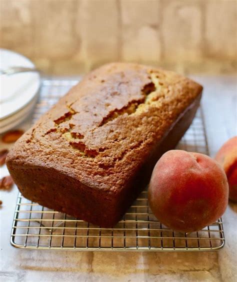 southern-peach-bread-with-fresh-peaches image