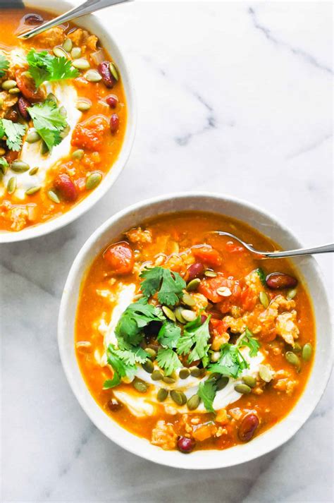 slow-cooker-turkey-pumpkin-chili-this-healthy-table image