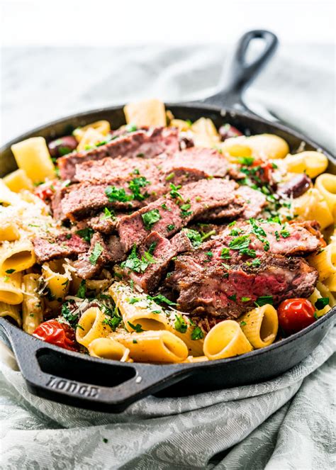 ribeye-steak-pasta-puttanesca-jo-cooks image