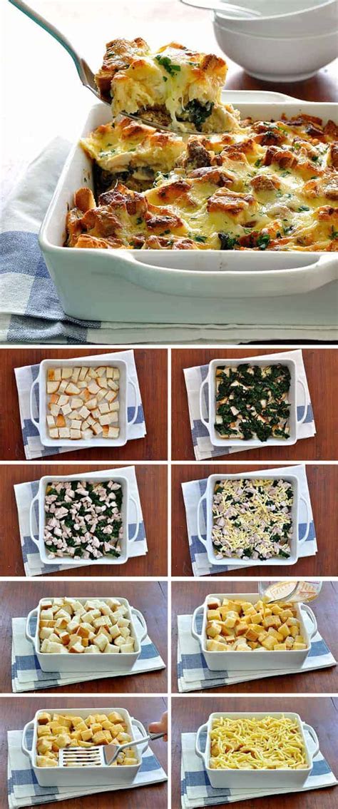 chicken-and-spinach-strata-bread-bake-recipetin-eats image