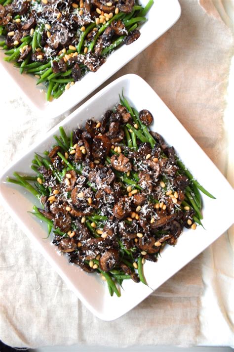 green-beans-mushrooms-with-pine-nuts-and-pecorino image