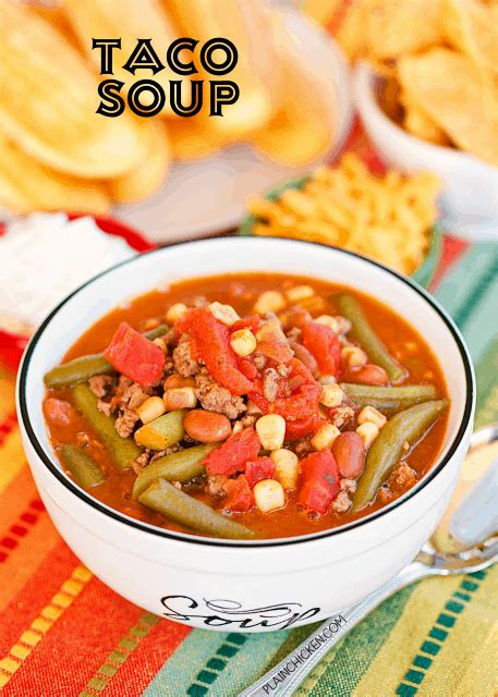 taco-soup-with-beer-green-beans-plain-chicken image