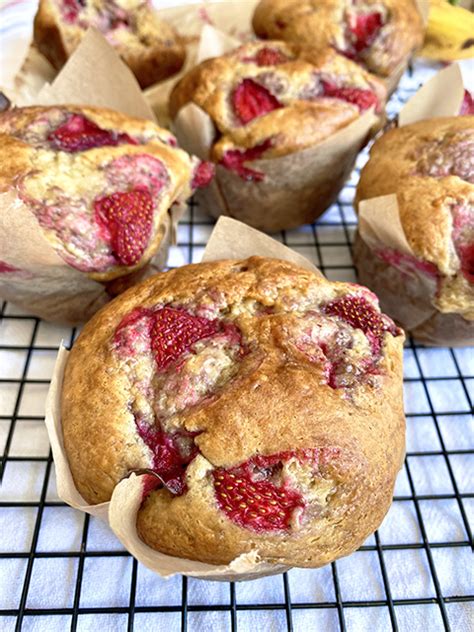 healthy-strawberry-banana-muffins-a-healthy-makeover image