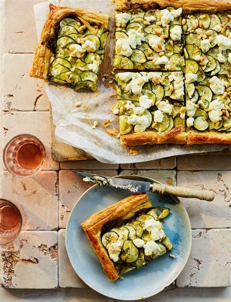 courgette-and-goats-cheese-tart-recipe-sainsburys image