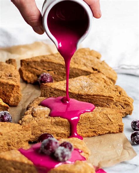 vegan-gingerbread-scones-with-cranberry-glaze image