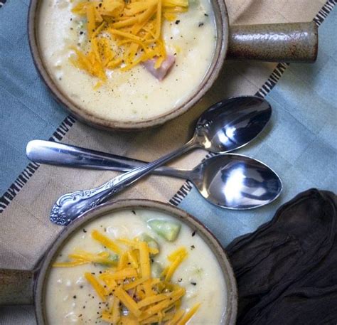 quick-easy-cheesy-potato-soup-with-ham-broccoli image