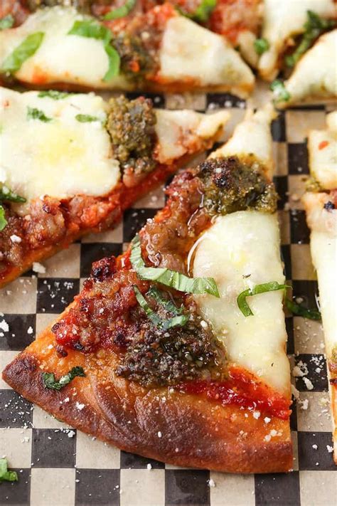 sausage-pesto-pizza-homemade-authentic-pizza image