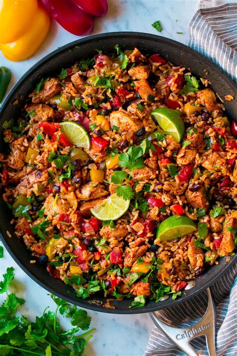 chicken-fajita-rice-bowl-one-pan-cooking-classy image
