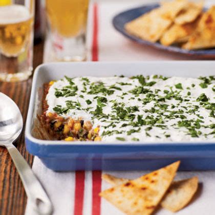 party-bean-dip-with-baked-tortilla-chips image