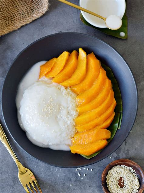 mango-sticky-rice-coconut-rice-recipe-elavegan image