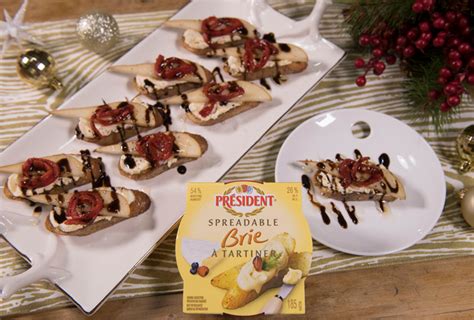 crostini-with-brie-roasted-red-peppers-and-pear-president image