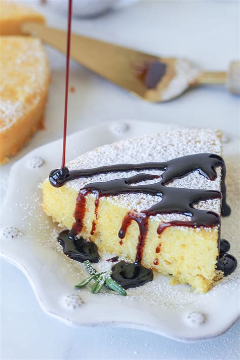 lemon-rosemary-cornmeal-cake-with-balsamic-syrup image