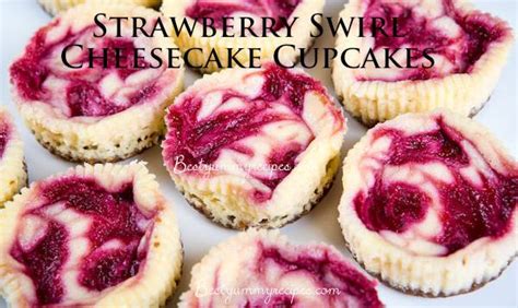 strawberry-swirl-cheesecake-cupcakes-allfoodrecipes image