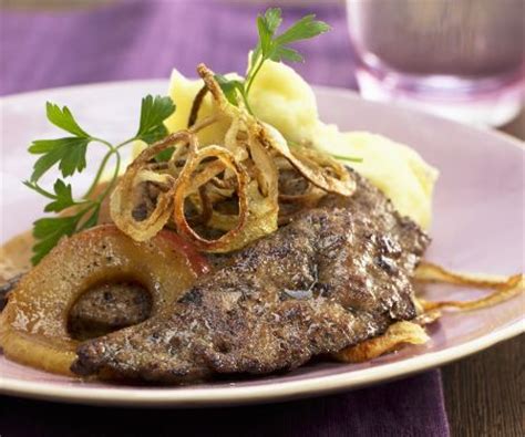 calves-liver-with-apples-onions-and-mashed-potatoes image