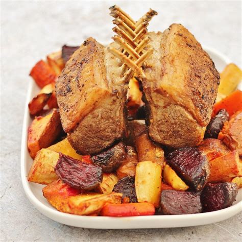 spiced-rack-of-lamb-with-honey-roasted-root-vegetables image