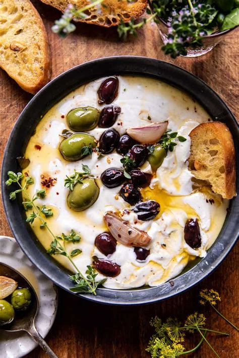 honey-whipped-feta-with-garlic-herb-roasted-olives image