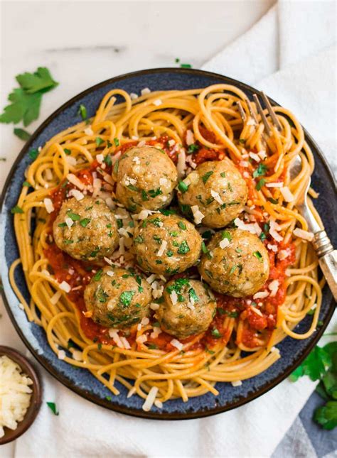 baked-turkey-meatballs-easy-italian-recipe-wellplatedcom image