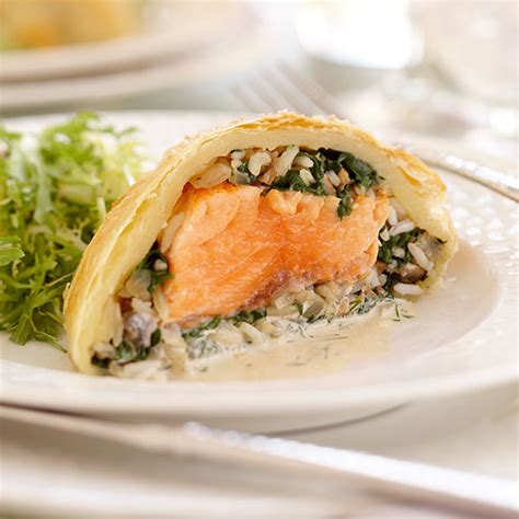 salmon-and-rice-stuffed-pastry-with-dill-sauce-think image