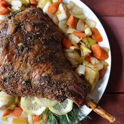 roast-leg-of-lamb-with-lemony-dill-sauce-recipe-food image