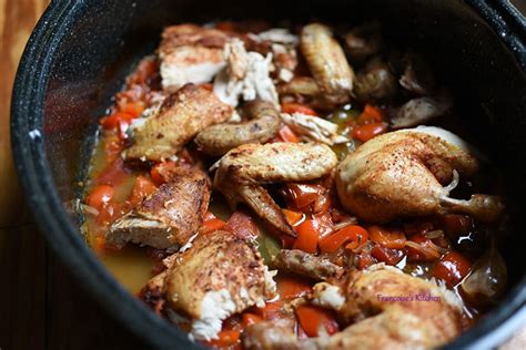melted-red-pepper-chicken-in-granite-ware-roaster image