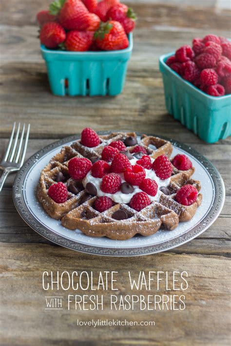 chocolate-waffles-with-fresh-raspberries-lovely image