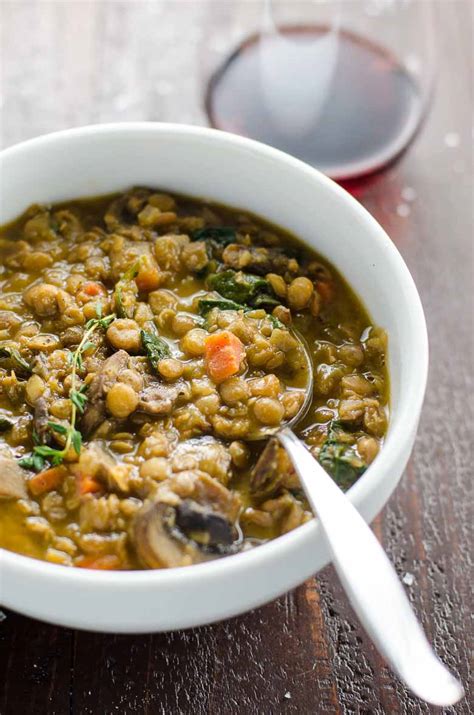 healthy-comfort-food-lentil-stew-with-mushrooms image