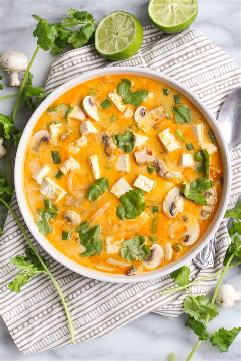 spicy-thai-coconut-soup-tom-kha-with-chicken-or-tofu image