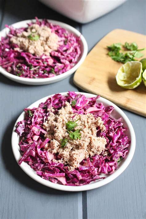 purple-cabbage-slaw-with-tuna-fast-whole30-frugal image