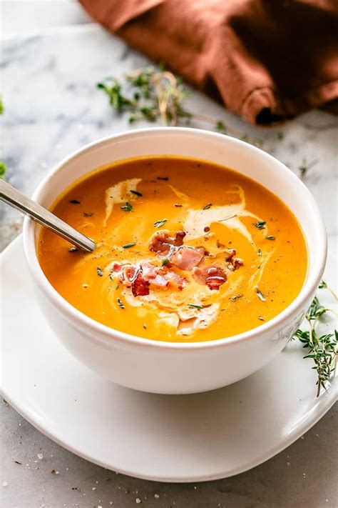 easy-healthy-creamy-carrot-soup-recipe-diethood image