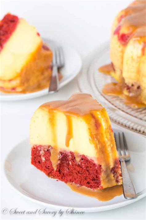 magic-red-velvet-flan-cake-sweet-savory image