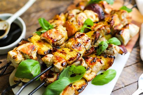 easy-grilled-chicken-and-peach-kabobs-healthyish image