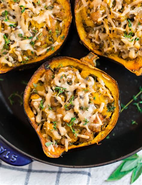 sausage-stuffed-acorn-squash-with-apples-and-mushrooms image