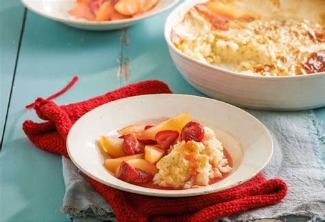 baked-rice-pudding-with-pears-strawberries image