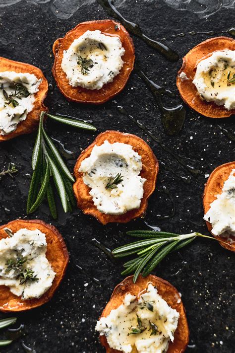 sweet-potato-goat-cheese-bites-fork-in-the-kitchen image