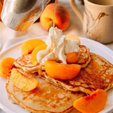 peach-pancakes-with-maple-cream-syrup-the-woks-of-life image