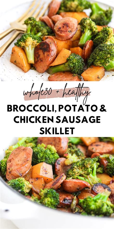 whole30-broccoli-potato-chicken-sausage-skillet image