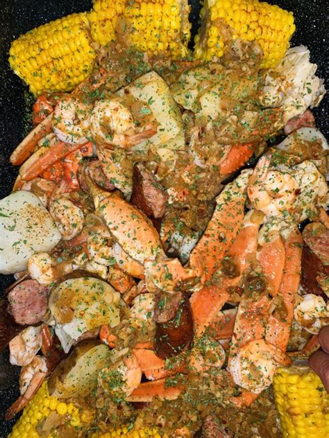 the-most-delicious-garlic-butter-seafood-boil image
