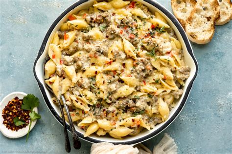 creamy-sausage-pasta-recipe-no-spoon image