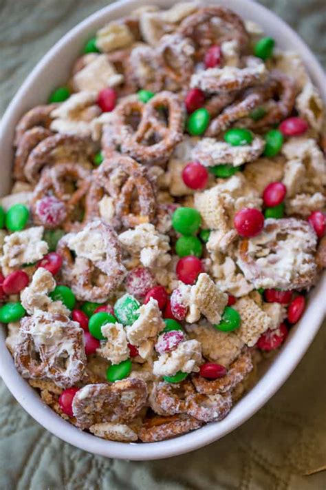 christmas-white-chocolate-trash-snack-mix-dinner image