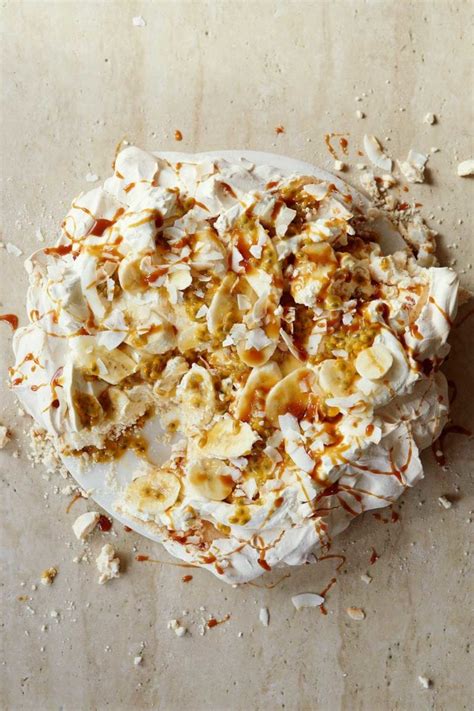 banana-coconut-and-caramel-pavlova-recipe-delicious image