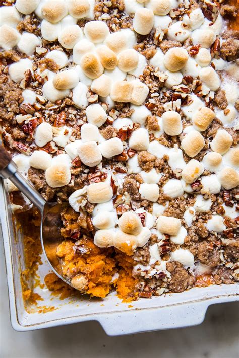 sweet-potato-casserole-with-marshmallows-and-pecan image