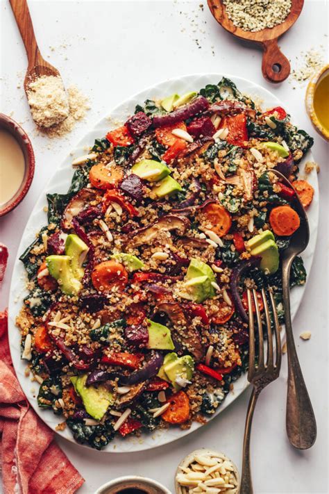 crispy-quinoa-roasted-vegetable-kale-salad image