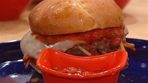 spaghetti-and-meatball-burgers-recipe-rachael-ray image