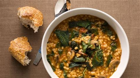 barley-stew-with-leeks-mushrooms-and-greens-bon image
