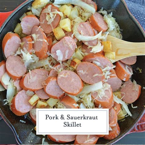 pork-and-sauerkraut-skillet-ready-in-30-mins-using-smoky-kielbasa image