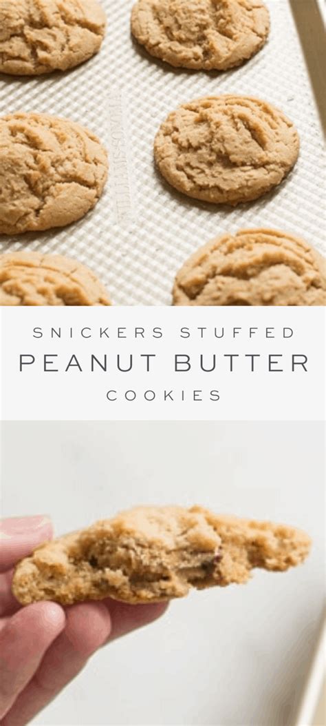 snickers-stuffed-peanut-butter-cookie-recipe-julie-blanner image